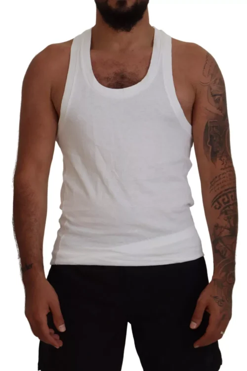 Dsquared² White Cotton Linen Sleeveless Tank T-shirt