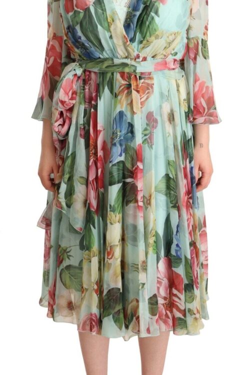 Dolce & Gabbana Floral Silk Midi Wrap Dress