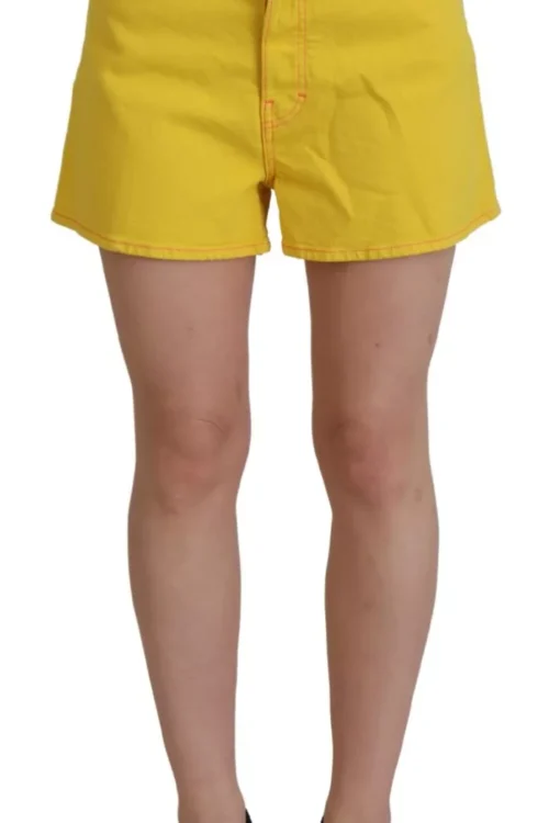 Dsquared² Yellow Cotton High Waist Baggy Women Hotpants Shorts