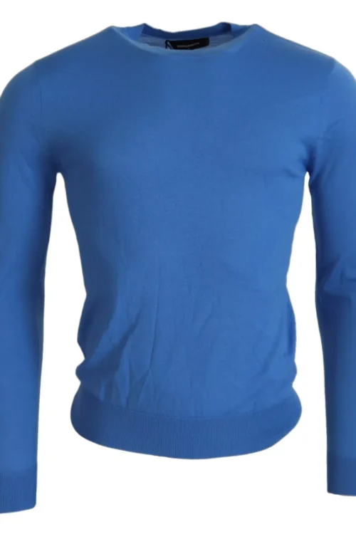 Dsquared² Blue Wool Long Sleeves Crewneck Pullover Sweater