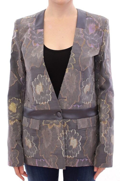 Roberto Fragata Chic Silk Floral One-Button Blazer