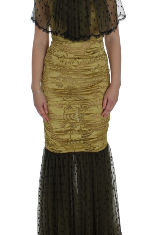 Dolce & Gabbana Yellow Floral Lace Sheath Dress