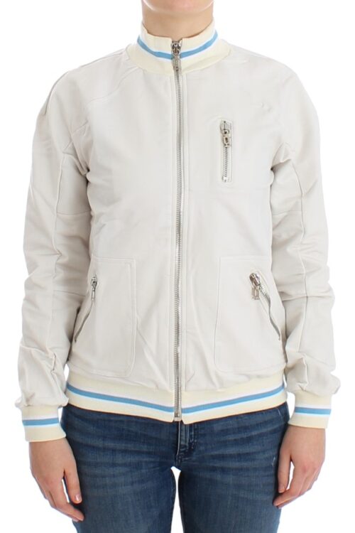 John Galliano Elegant White Zip Cardigan