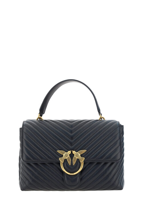 PINKO Elegant Black Calf Leather Handbag