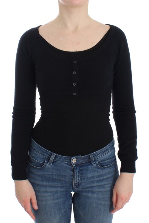 Ermanno Scervino Chic Cropped Black Wool-Cashmere Sweater