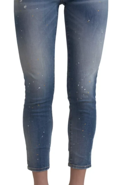 Dsquared² Blue Mid Waist Cropped Twiggy Denim Jeans