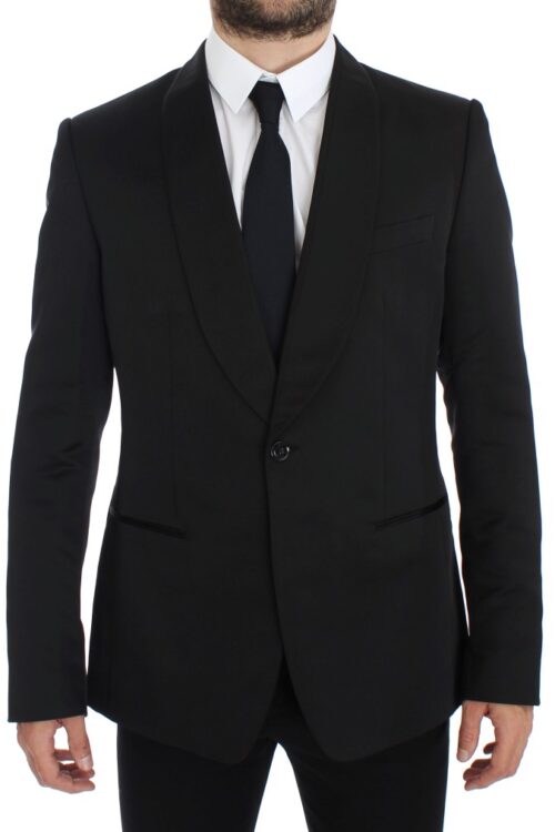 Dolce & Gabbana Exclusive Black Silk One Button Blazer