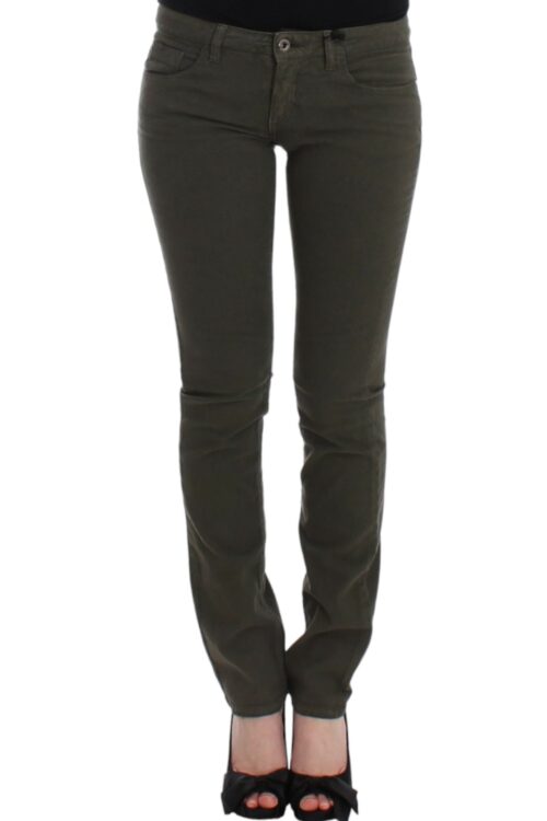 Costume National Chic Green Slim Leg Designer Jeans