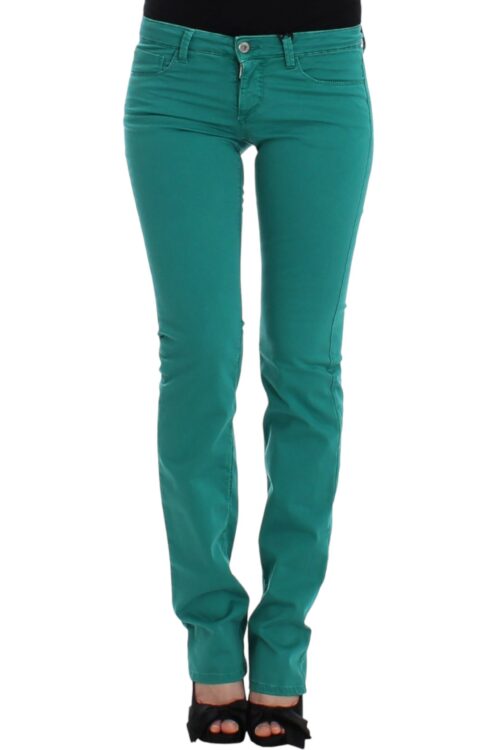 Costume National Chic Green Straight Leg Jeans for Sophisticated Style