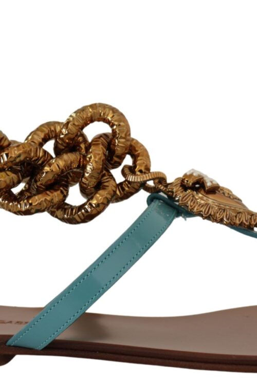 Dolce & Gabbana Chic Gladiator Flats with Heart Devotion Detail