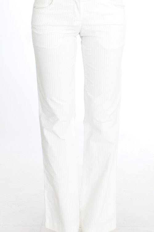 Ermanno Scervino Chic White Striped Straight Fit Pants