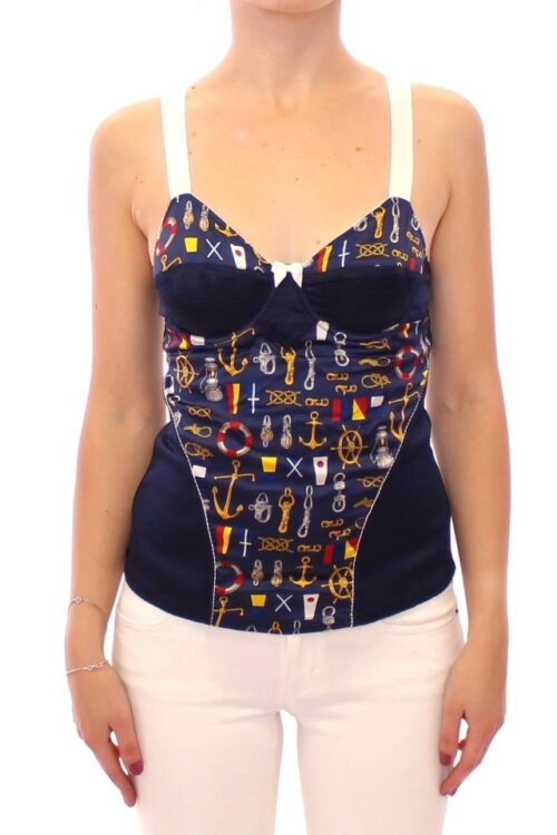 Dolce & Gabbana Blue Sailor Motif Stretch Tank Top