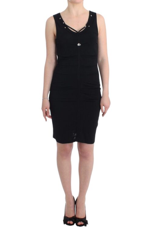 Roccobarocco Elegant Black Sheath Knee-Length Dress