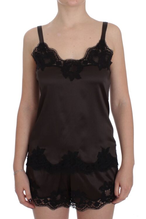 Dolce & Gabbana Elegant Lace-Trimmed Silk Lingerie Top