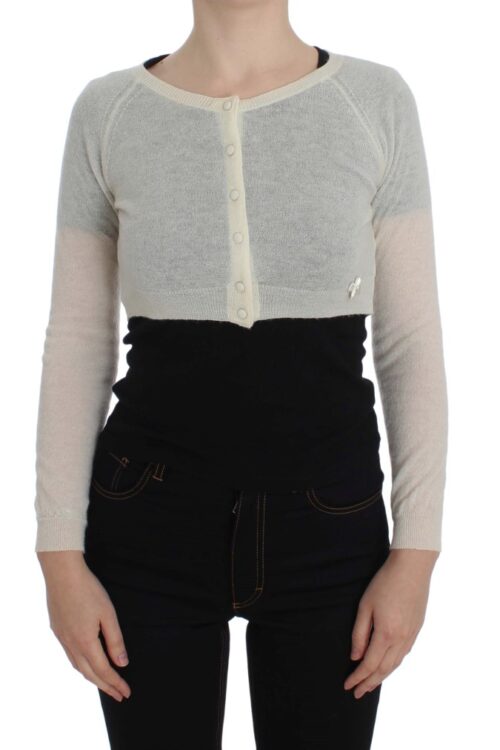 Ermanno Scervino Elegant White Crop Cardigan Sweater