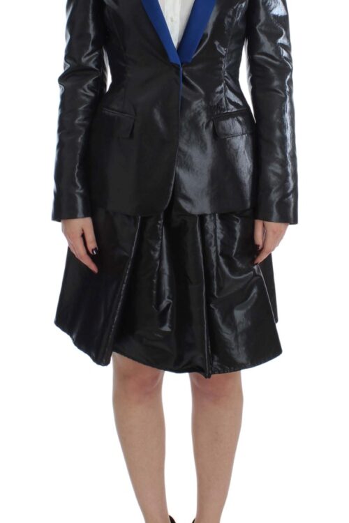 Exte Elegant Two-Piece Black Skirt Suit