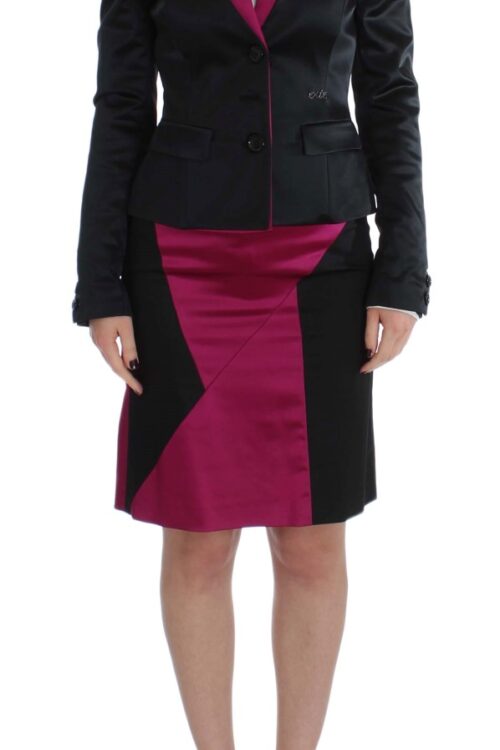 Exte Chic Black and Pink Skirt Suit Ensemble