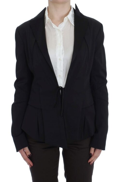 Exte Elegant Black Stretch Blazer Jacket