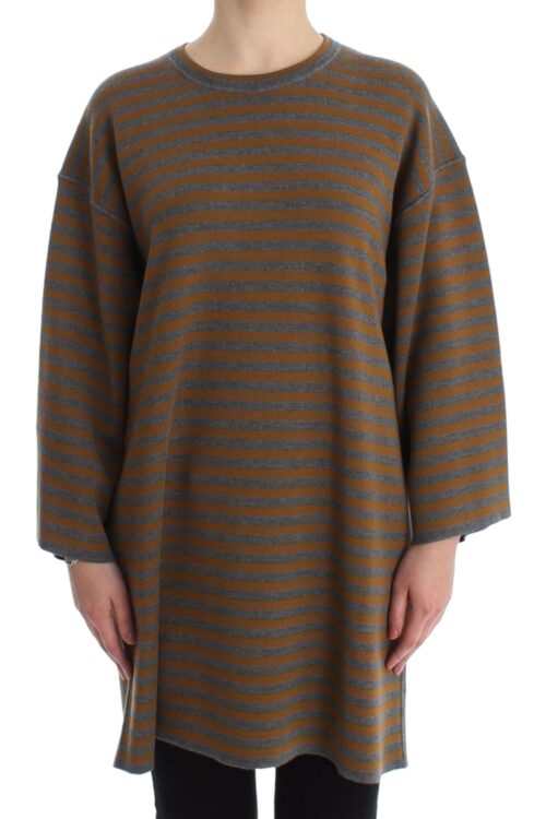Dolce & Gabbana Yellow & Gray Striped Oversized Sweater