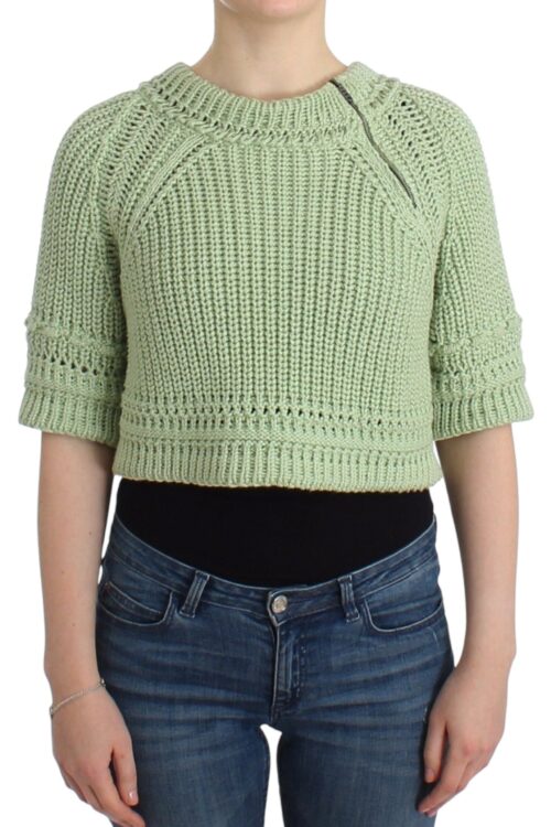 Ermanno Scervino Chic Green Cropped Cotton Sweater