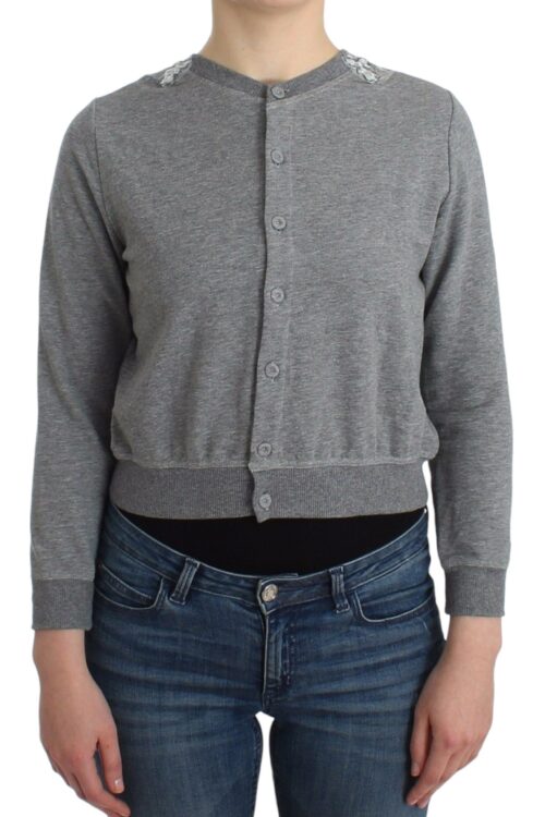 Ermanno Scervino Chic Gray Cotton Blend Short Cardigan