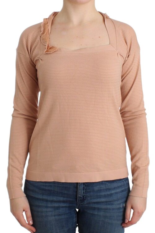 Ermanno Scervino Chic Striped Wool Blend Orange Sweater
