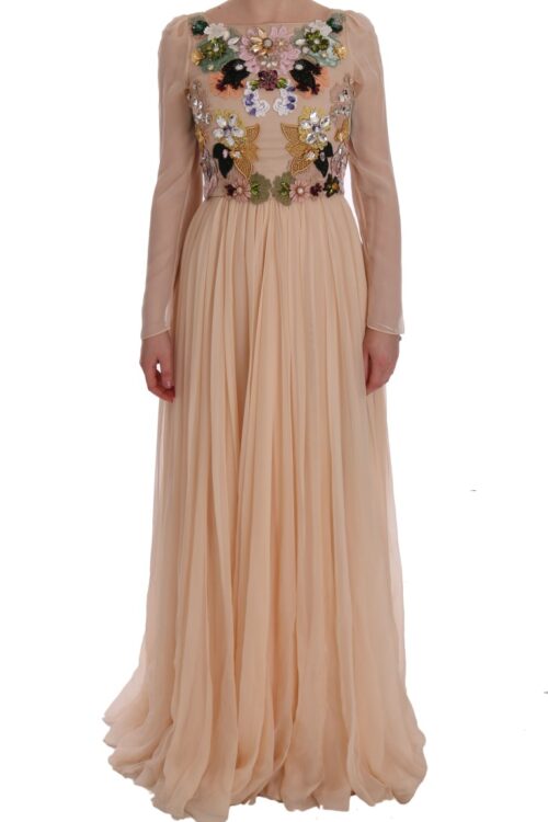 Dolce & Gabbana Elegant Floral Embroidered Silk Maxi Dress