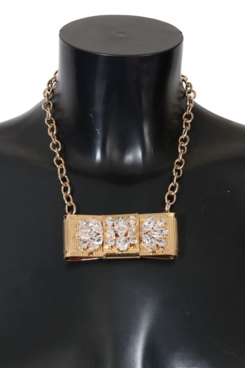 Dolce & Gabbana Elegant Gold Crystal Statement Choker