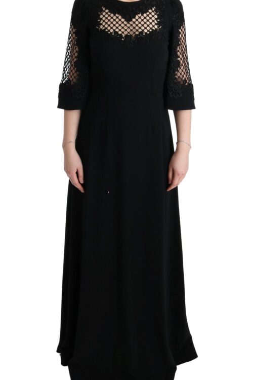 Dolce & Gabbana Elegant Black Floral Maxi Dress