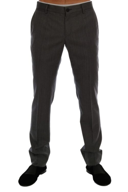 Dolce & Gabbana Elegant Gray Striped Wool Formal Trousers