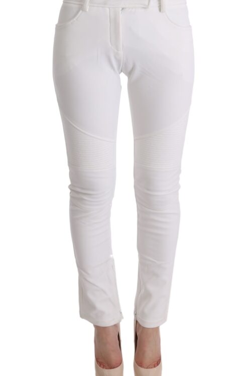 Ermanno Scervino Chic White Slim Fit Cotton Trousers