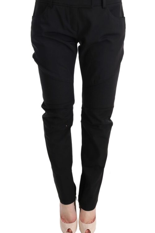 Ermanno Scervino Sleek Black Cotton Slim Fit Pants