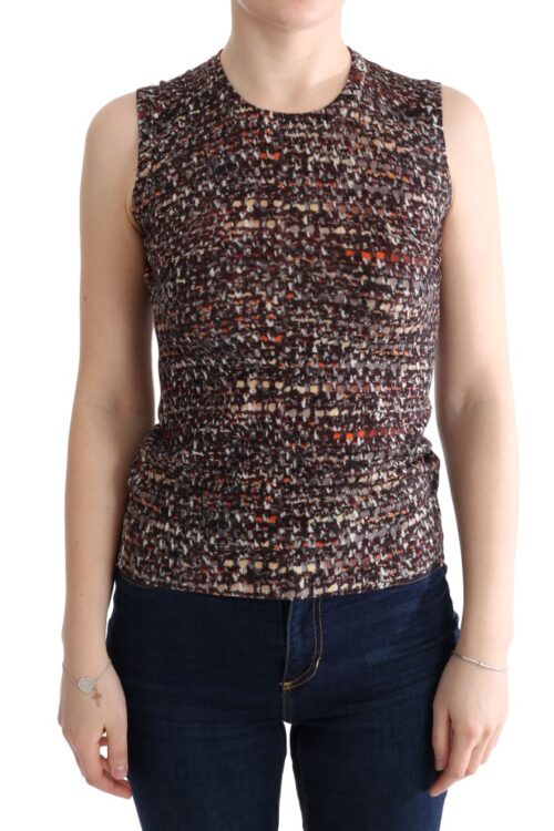 Dolce & Gabbana Sleeveless Multicolor Knit Wool Top