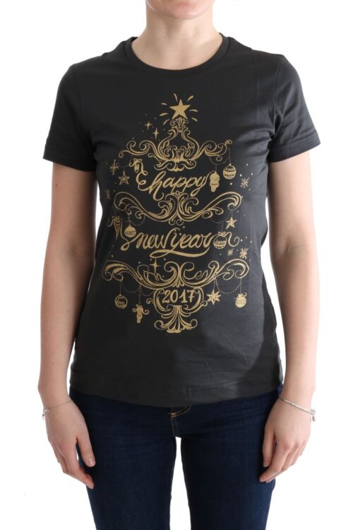Dolce & Gabbana Elegant Gray Cotton Tee with Exclusive Print
