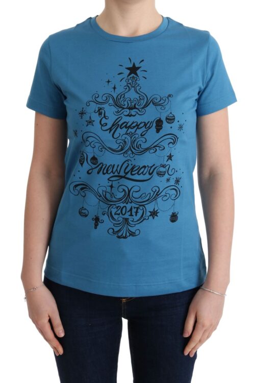 Dolce & Gabbana Chic Blue Cotton Tee with 2017 Print