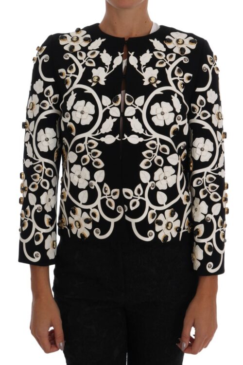 Dolce & Gabbana Floral Embroidered Crystal Wool Coat Jacket