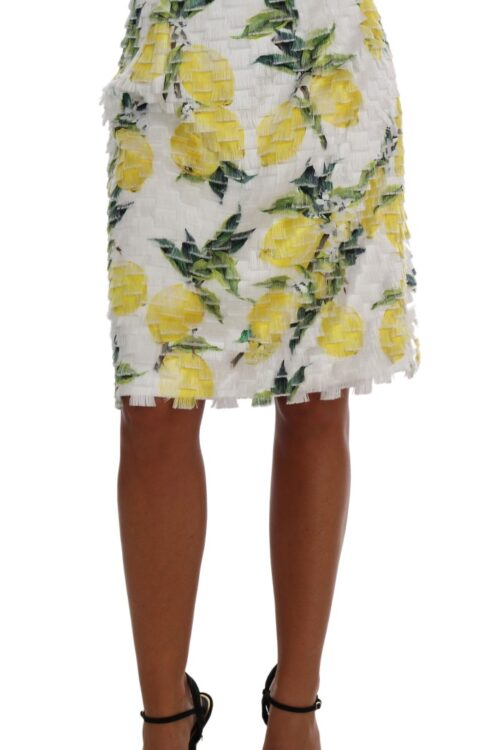 Dolce & Gabbana Lemon Print Fringe Pencil Skirt