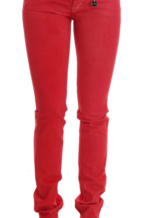 Costume National Radiant Red Super Slim Designer Jeans