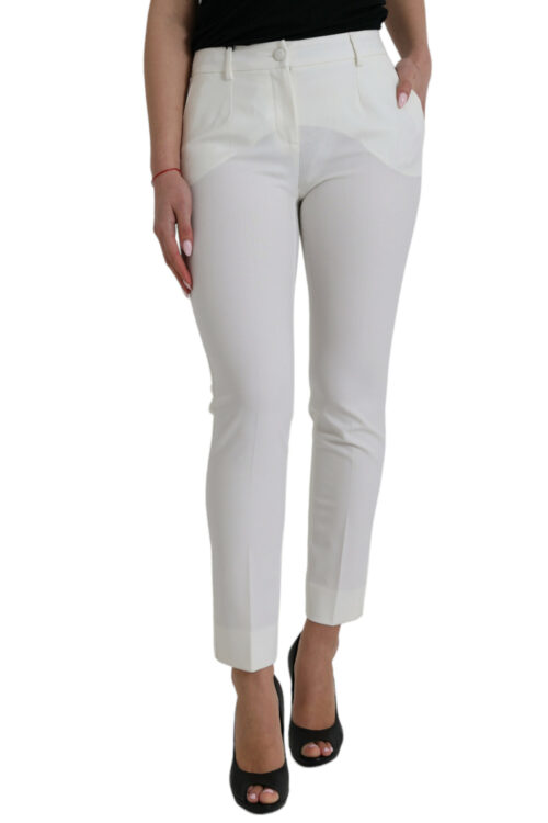 Dolce & Gabbana Elegant White Mid-Waist Tapered Pants