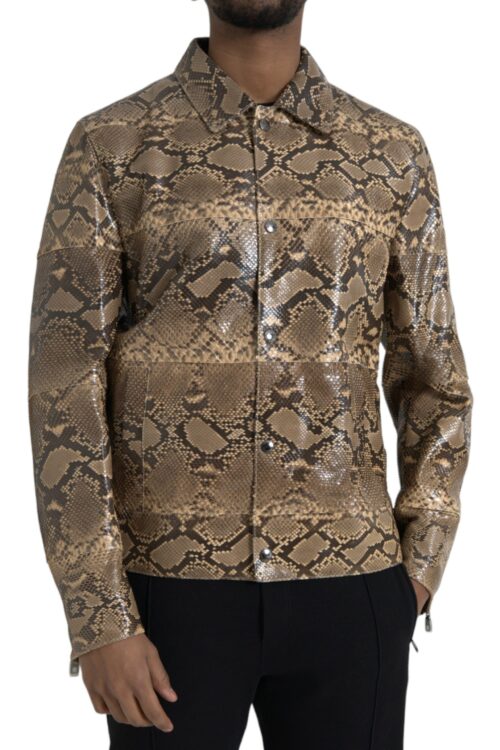 Dolce & Gabbana Beige Exotic Leather Biker Blouson Jacket