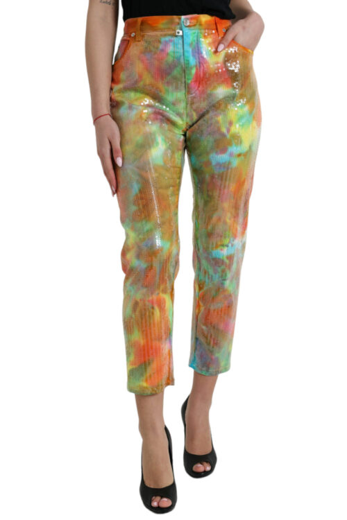 Dolce & Gabbana Multicolor High Waist Cropped Pants