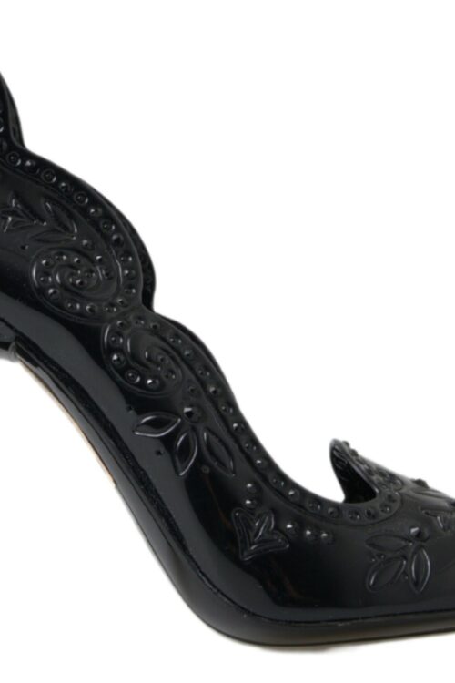Dolce & Gabbana Elegant Black Crystal Cinderella Pumps