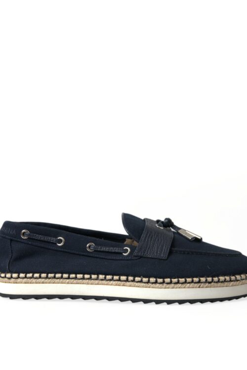 Dolce & Gabbana Elegant Navy Blue Fabric Loafers