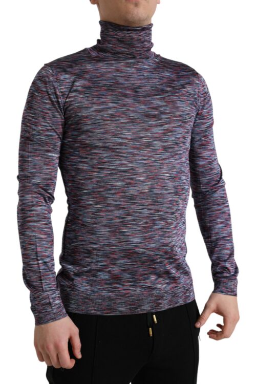 Dolce & Gabbana Elegant Turtleneck Pullover Sweater in Blue Purple