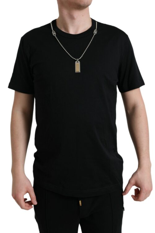 Dolce & Gabbana Sleek Cotton Round Neck T-Shirt with Chain Detail