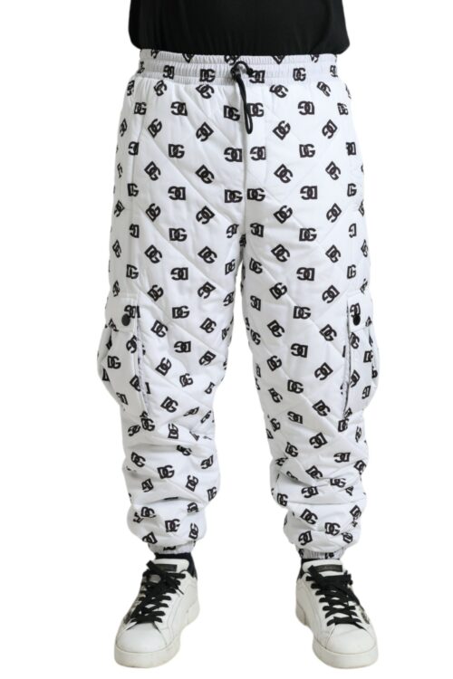 Dolce & Gabbana Chic White Jogger Pants with Iconic DG Print