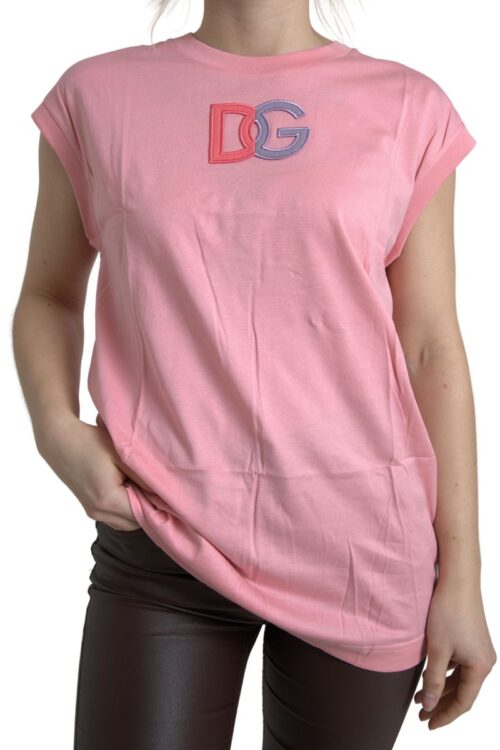 Dolce & Gabbana Elegant Pink Cotton Crew Neck Tank Top