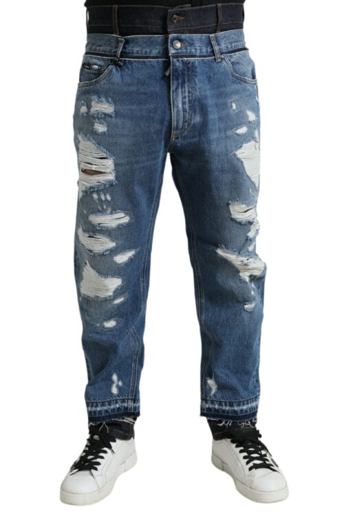Dolce & Gabbana Chic Skinny Tattered Denim Jeans