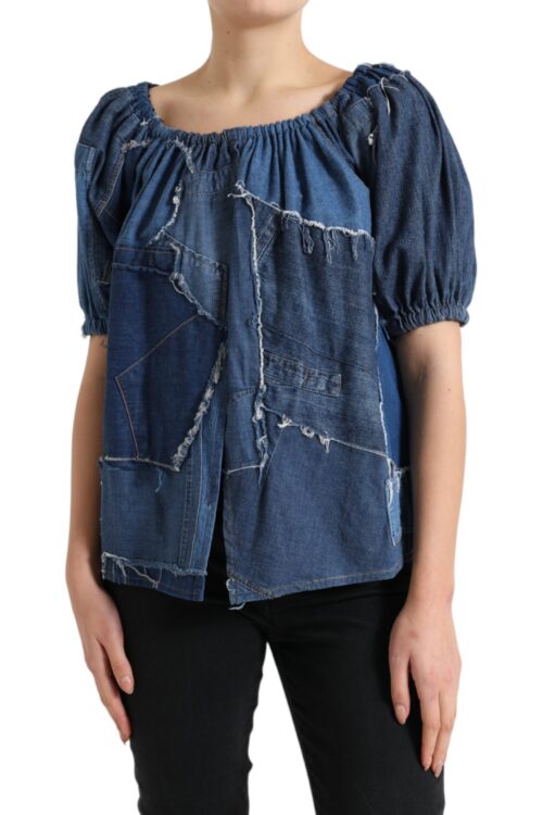 Dolce & Gabbana Elegant Cotton Denim Blouse Top