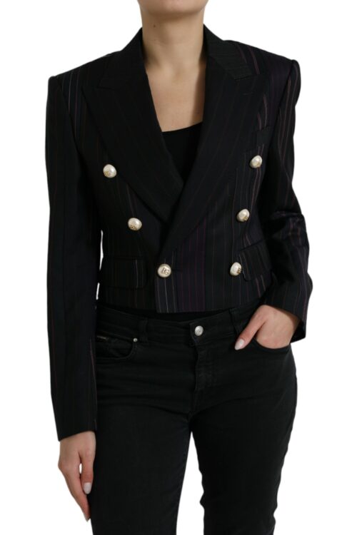 Dolce & Gabbana Elegant Striped Double Breasted Wool Blazer